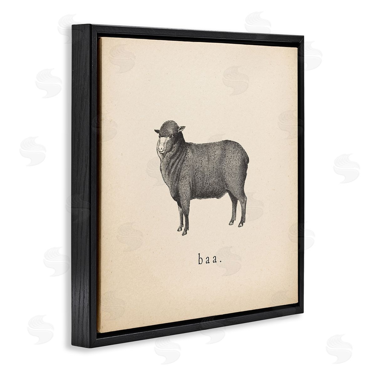 Wild Apple Portfolio Baa Farm Sheep Sounds Black Floating Frame Canvas Wall Art Print