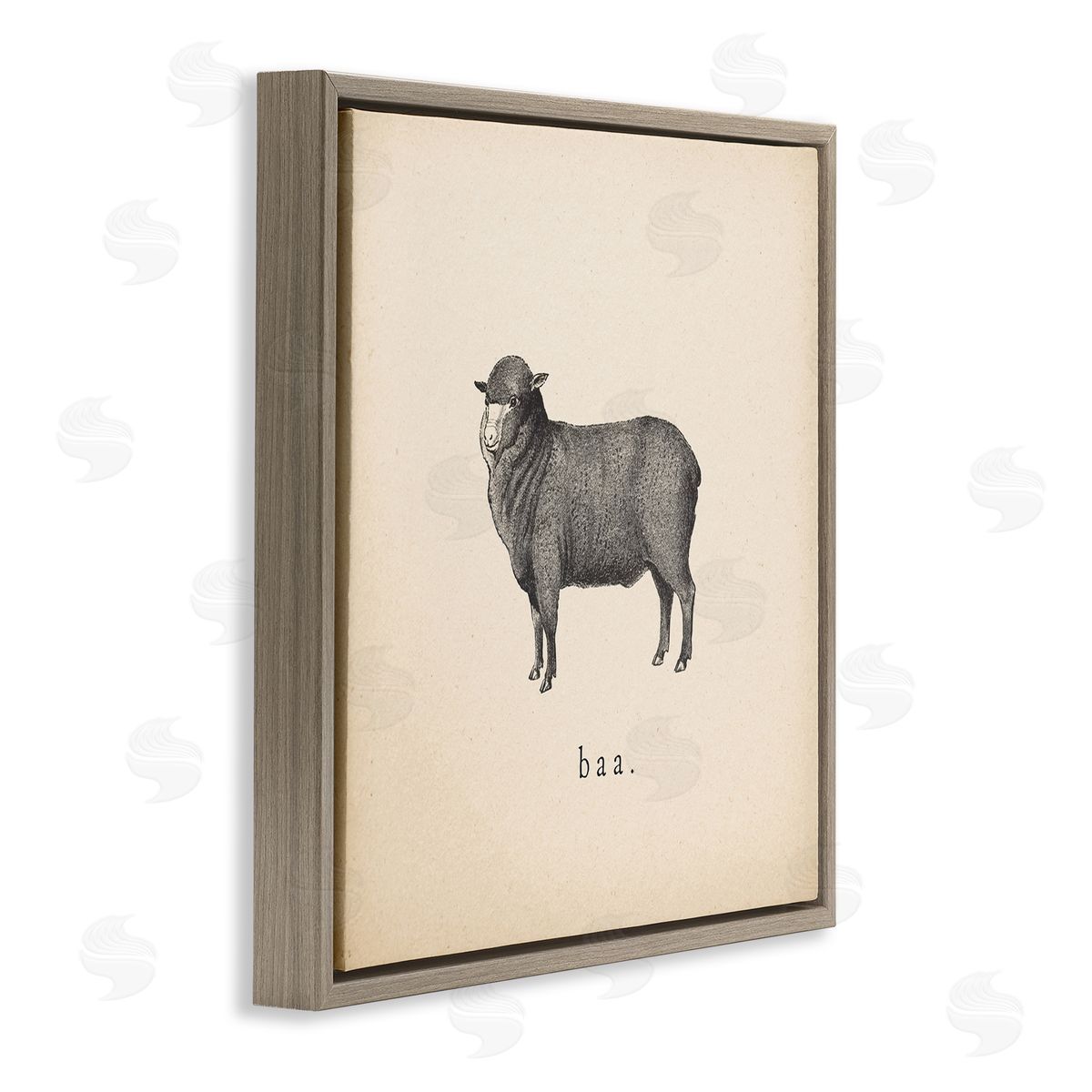 Wild Apple Portfolio Baa Farm Sheep Sounds Brown Floating Frame Canvas Wall Art Print