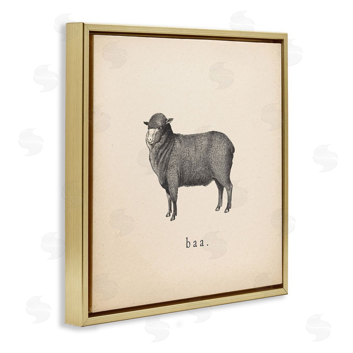 Wild Apple Portfolio Baa Farm Sheep Sounds Gold Floating Frame Canvas Wall Art Print