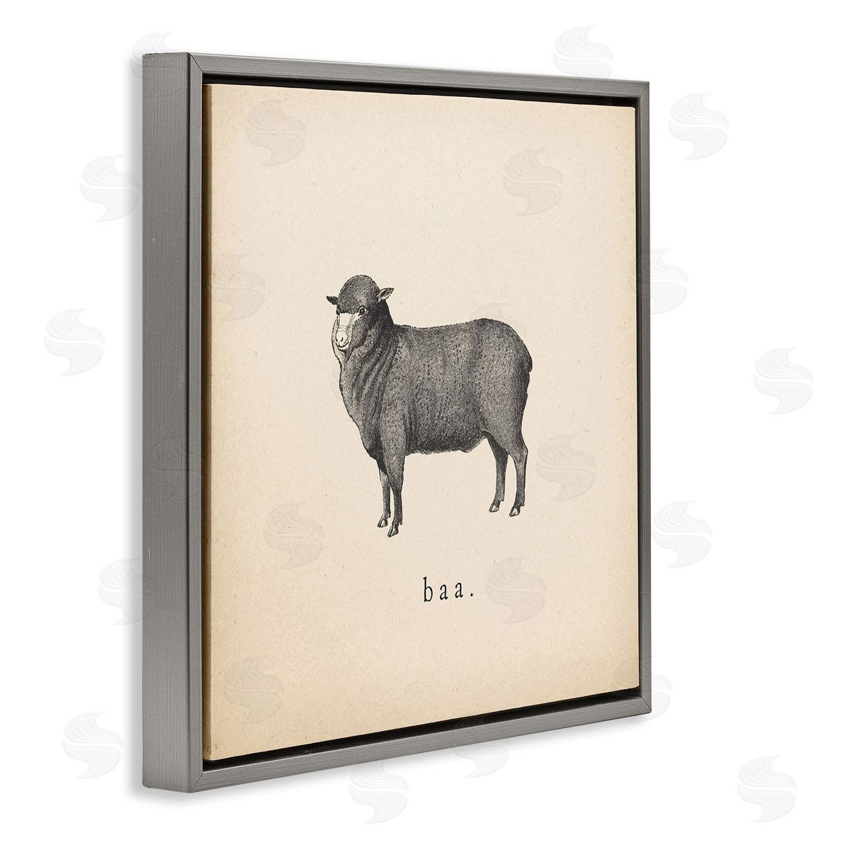 Wild Apple Portfolio Baa Farm Sheep Sounds Gray Floating Frame Canvas Wall Art Print