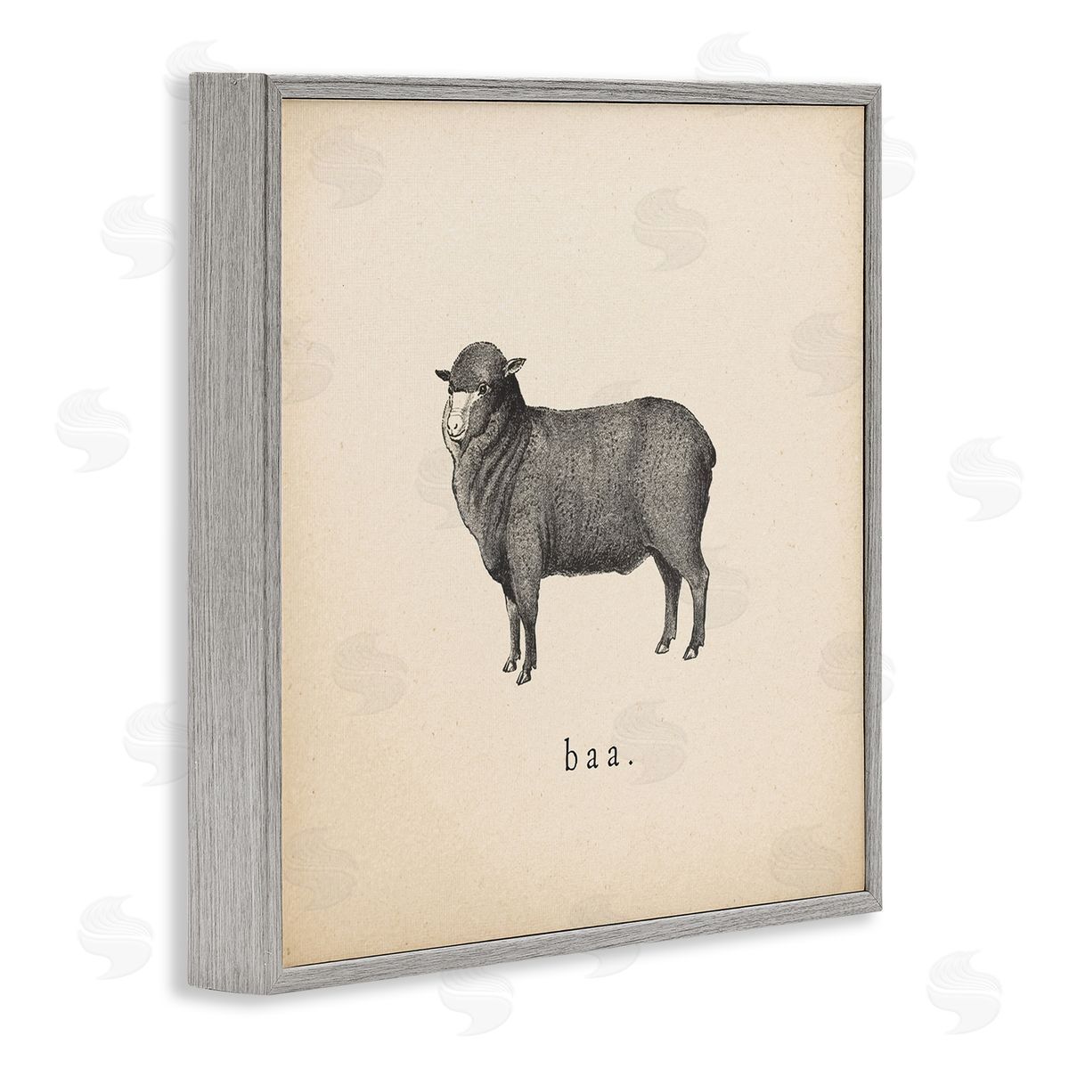 Wild Apple Portfolio Baa Farm Sheep Sounds Gray Framed Giclee Wall Art Print