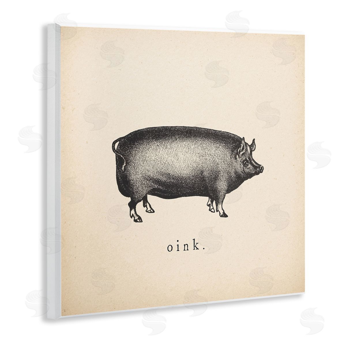 Wild Apple Portfolio Oink Farm Pig Sounds Wooden Wall Plaque Art Print