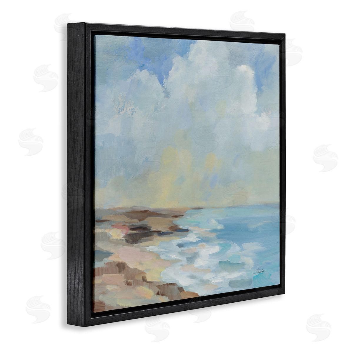 Silvia Vassileva By The Beach Shore Black Floating Frame Canvas Wall Art Print