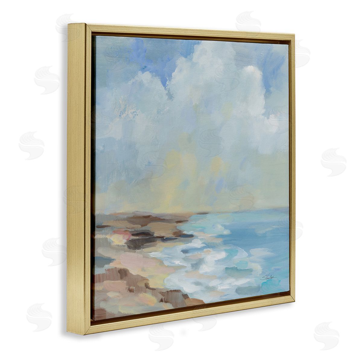 Silvia Vassileva By The Beach Shore Gold Floating Frame Canvas Wall Art Print