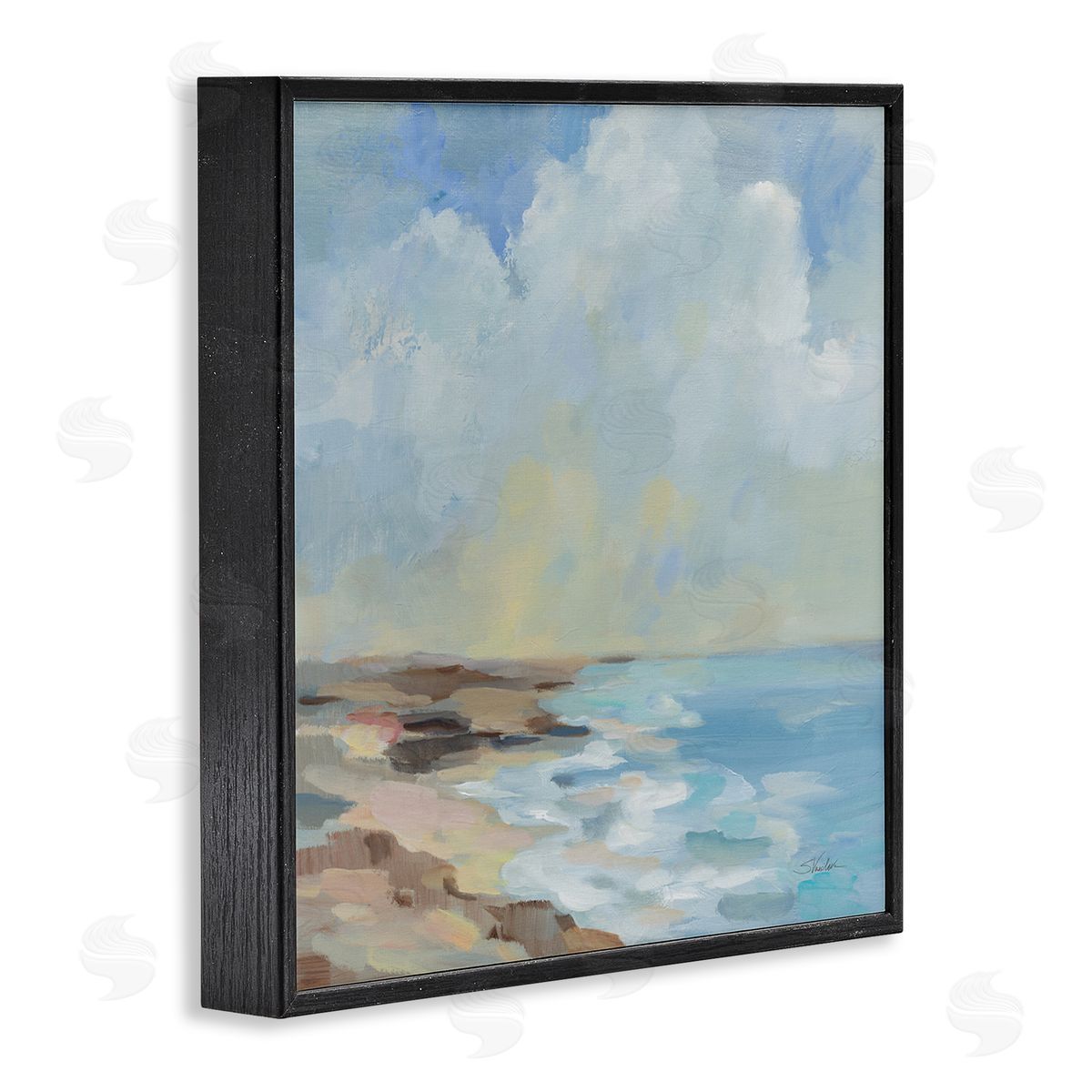 Silvia Vassileva By The Beach Shore Black Framed Giclee Wall Art Print