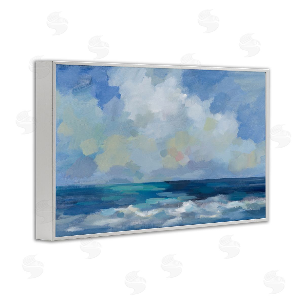 Silvia Vassileva Nautical Waves & Clouds White Framed Giclee Wall Art Print