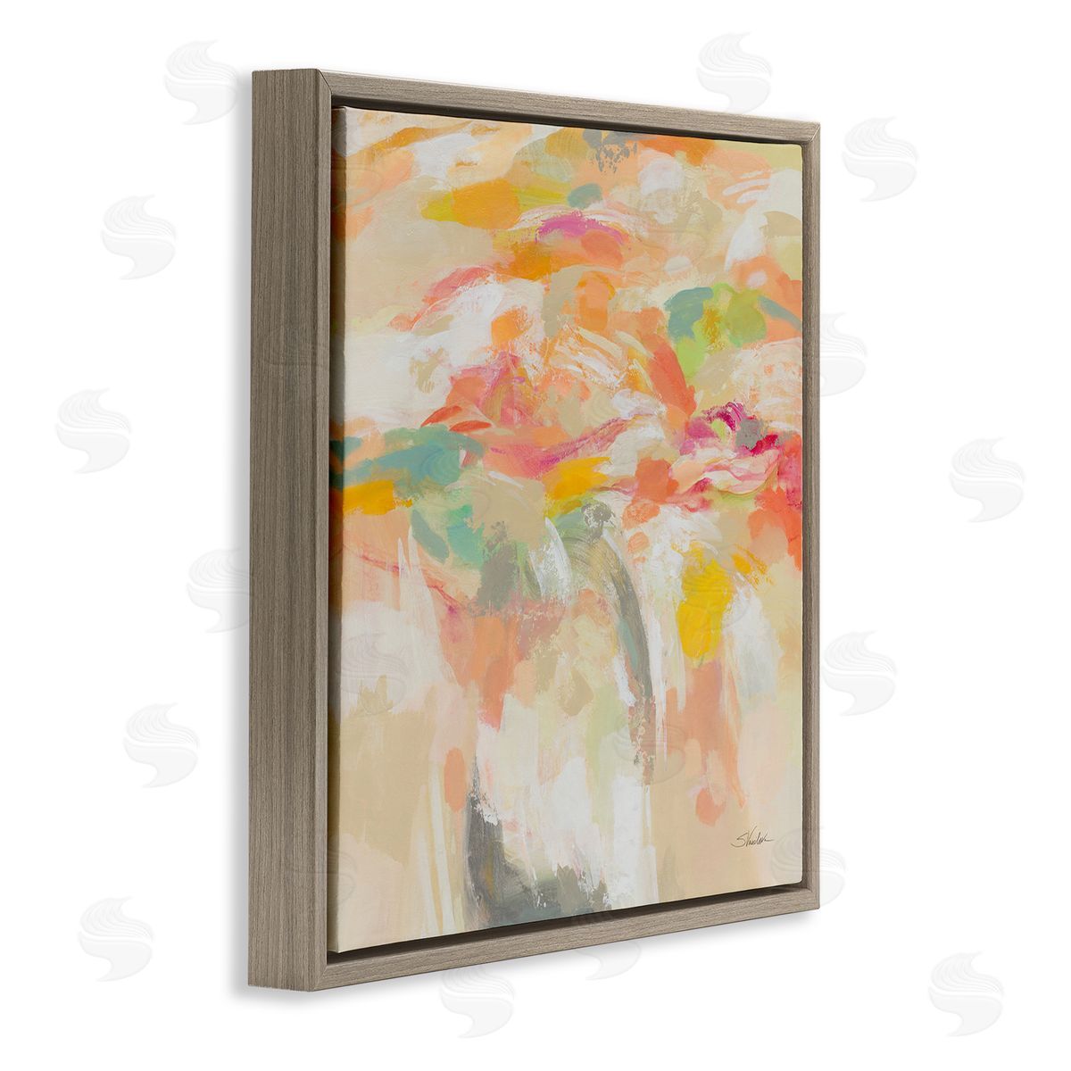 Silvia Vassileva Summer Solstice Abstraction Brown Floating Frame Canvas Wall Art Print