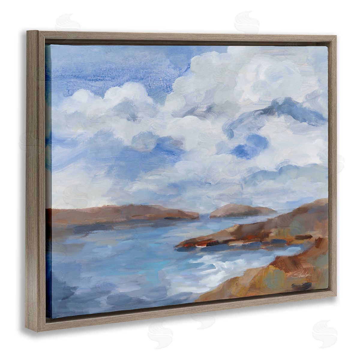 Silvia Vassileva Islands Beach View Brown Floating Frame Canvas Wall Art Print