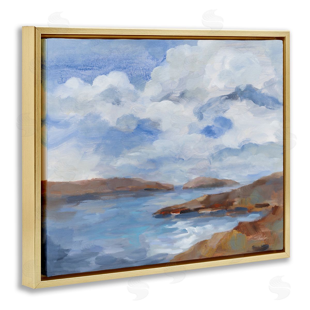 Silvia Vassileva Islands Beach View Gold Floating Frame Canvas Wall Art Print