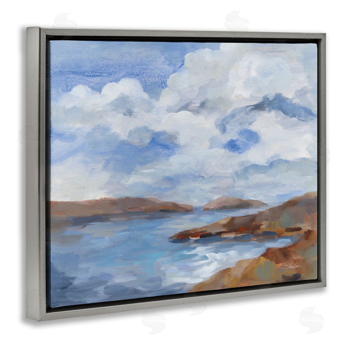 Silvia Vassileva Islands Beach View Gray Floating Frame Canvas Wall Art Print
