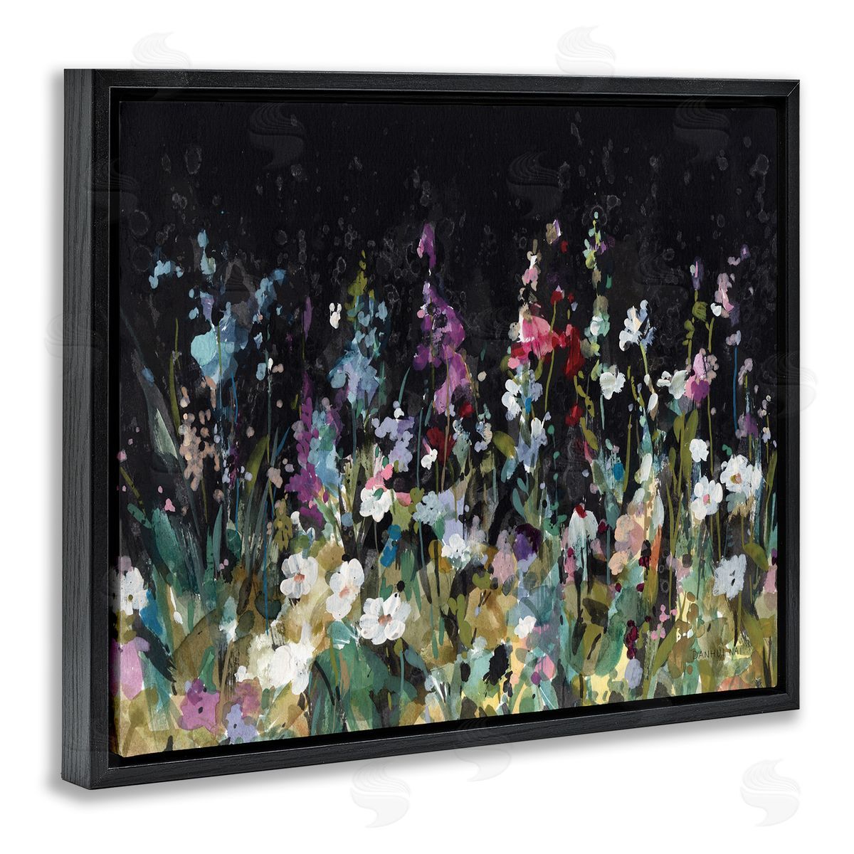 Danhui Nai Dark Garden Meadow Black Floating Frame Canvas Wall Art Print