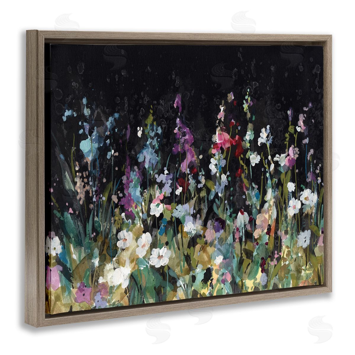 Danhui Nai Dark Garden Meadow Brown Floating Frame Canvas Wall Art Print