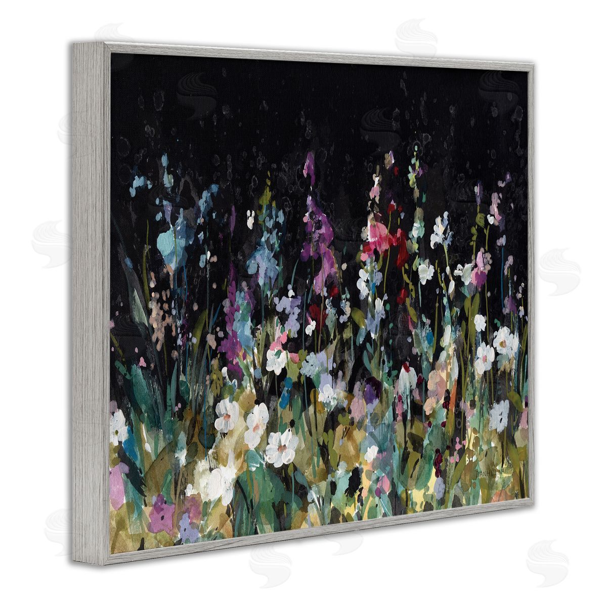 Danhui Nai Dark Garden Meadow Gray Framed Giclee Wall Art Print
