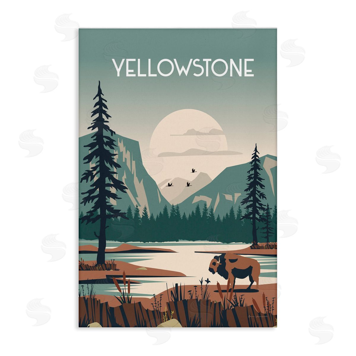 Omar Escalante Yellowstone Landmark View Canvas Wall Art Print