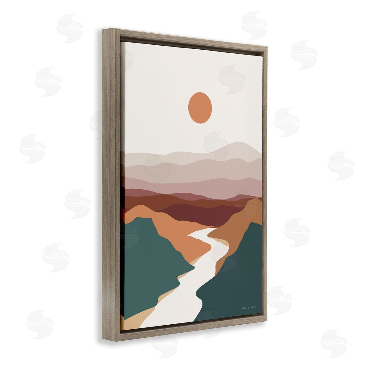 Omar Escalante Natural Mountain Valley Brown Floating Frame Canvas Wall Art Print
