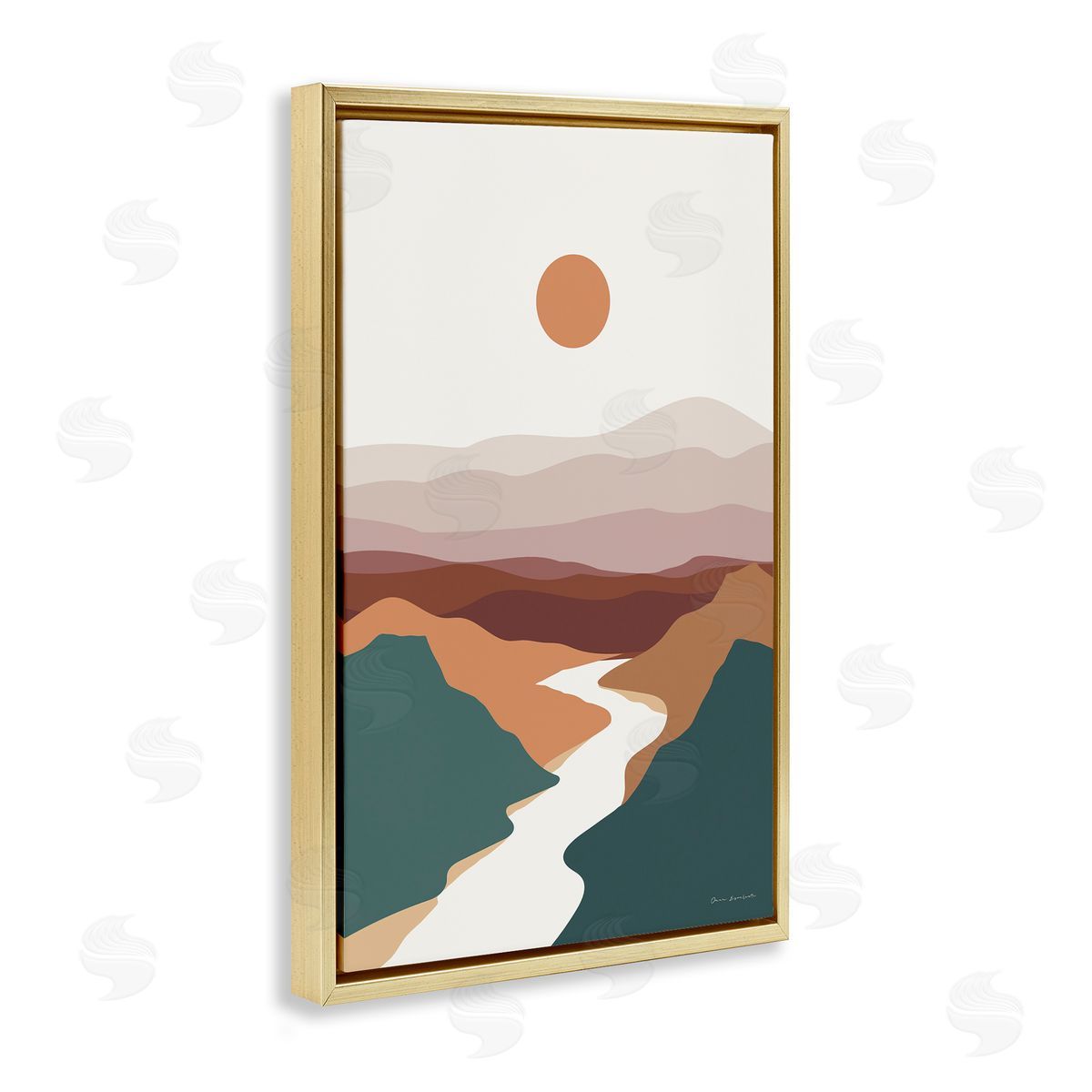 Omar Escalante Natural Mountain Valley Gold Floating Frame Canvas Wall Art Print
