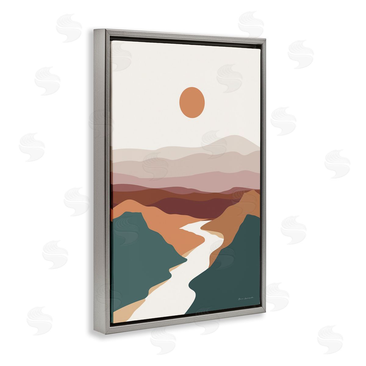 Omar Escalante Natural Mountain Valley Gray Floating Frame Canvas Wall Art Print