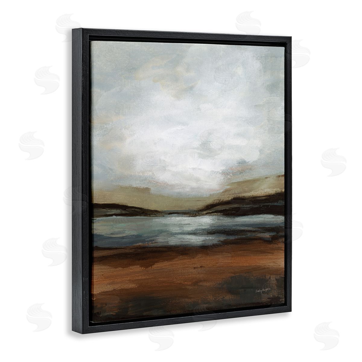 Haley Knighten Copper Creek Landscape Black Floating Frame Canvas Wall Art Print