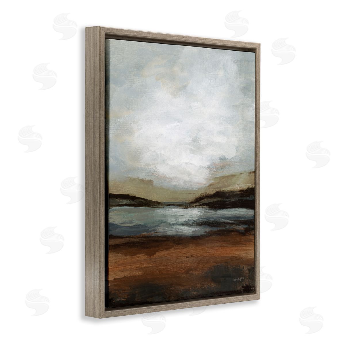 Haley Knighten Copper Creek Landscape Brown Floating Frame Canvas Wall Art Print