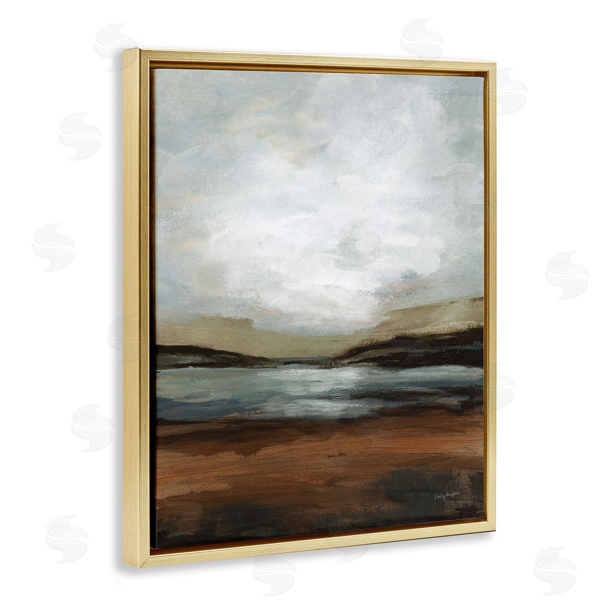 Haley Knighten Copper Creek Landscape Gold Floating Frame Canvas Wall Art Print