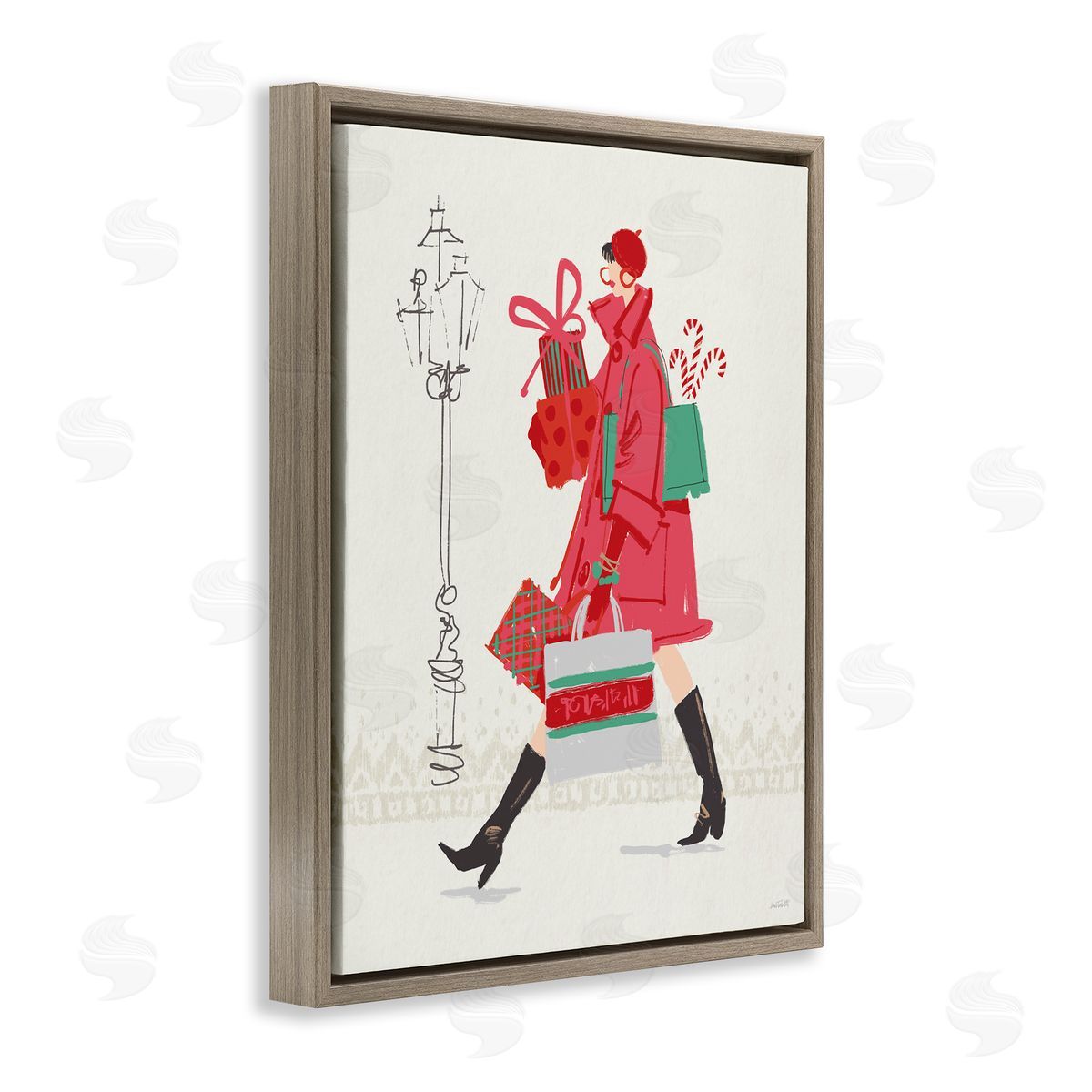 Trendy Festive Fashion Brown Floating Frame Canvas Wall Art, Home Decor by Anne Tavoletti