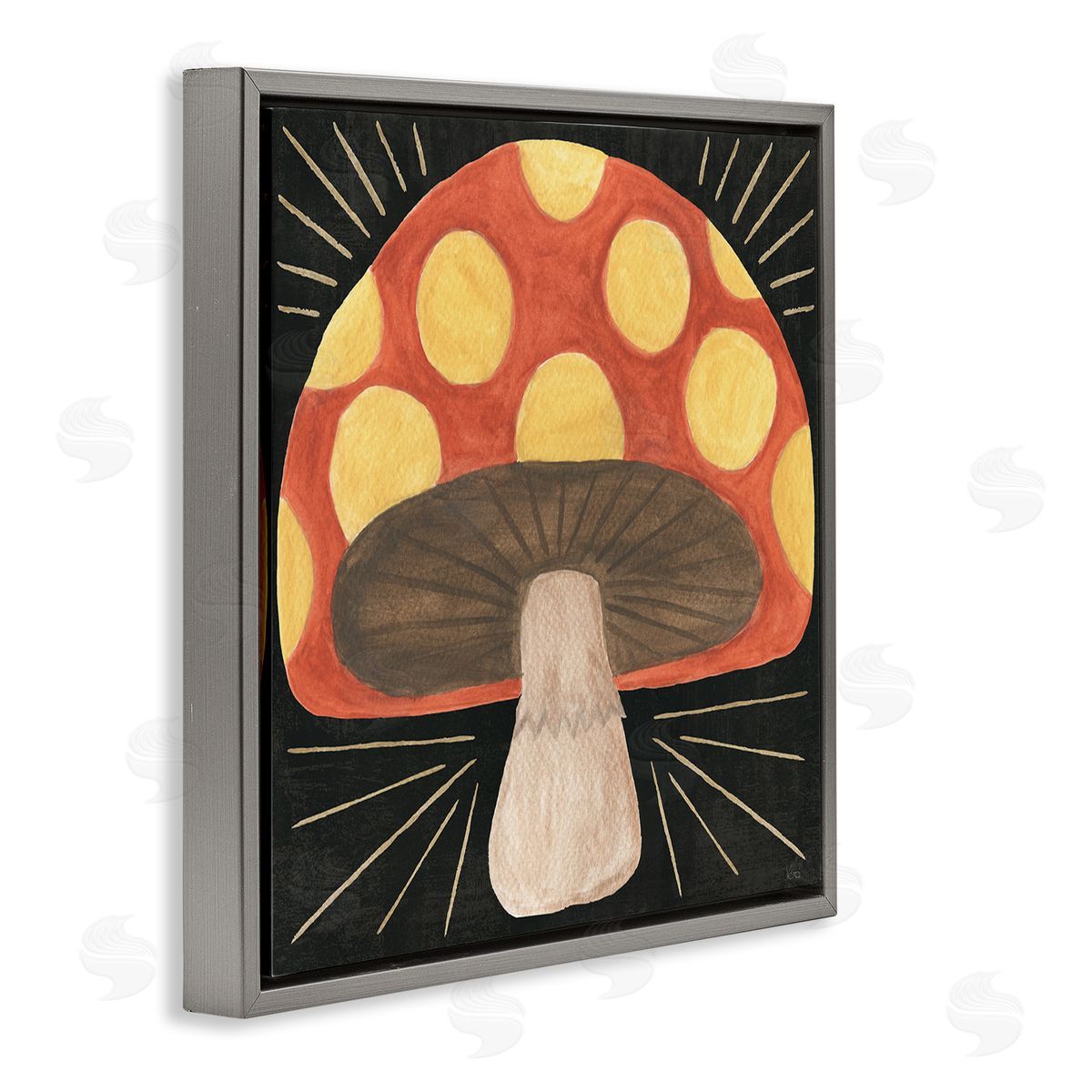 Veronique Charron Spooky Chic Mushroom Gray Floating Frame Canvas Wall Art Print