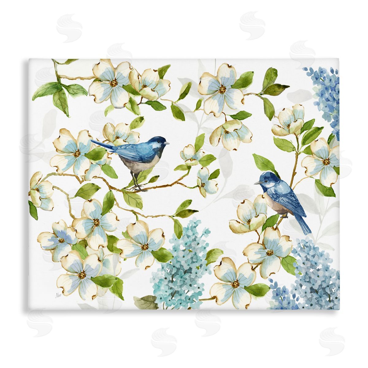 Nan Dogwood & Bluebirds Canvas Wall Art Print