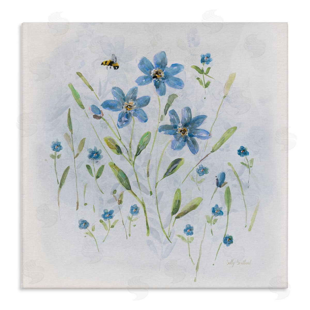 Sally Swatland Cottage Bee & Flowers Canvas Wall Art Print