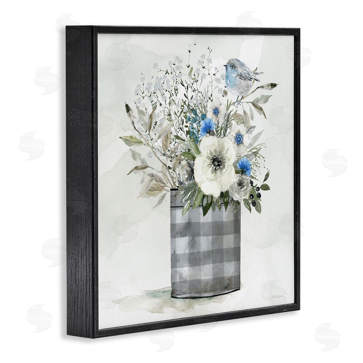 Carol Robinson Country Plaid Flower Vase Black Framed Giclee Wall Art Print