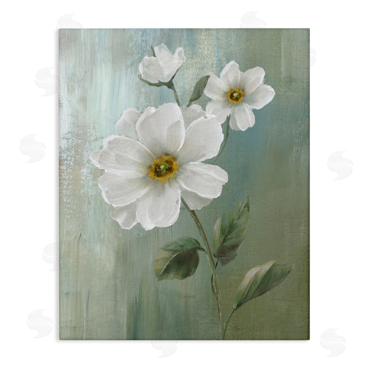Nan Blooming White Blossoms Canvas Wall Art Print