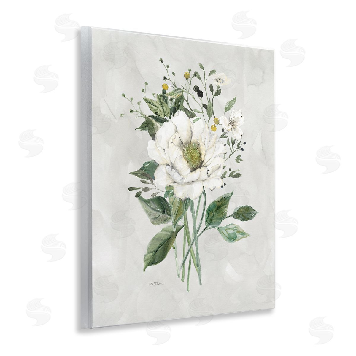 Carol Robinson White Flower Bundle Wooden Wall Plaque Art Print