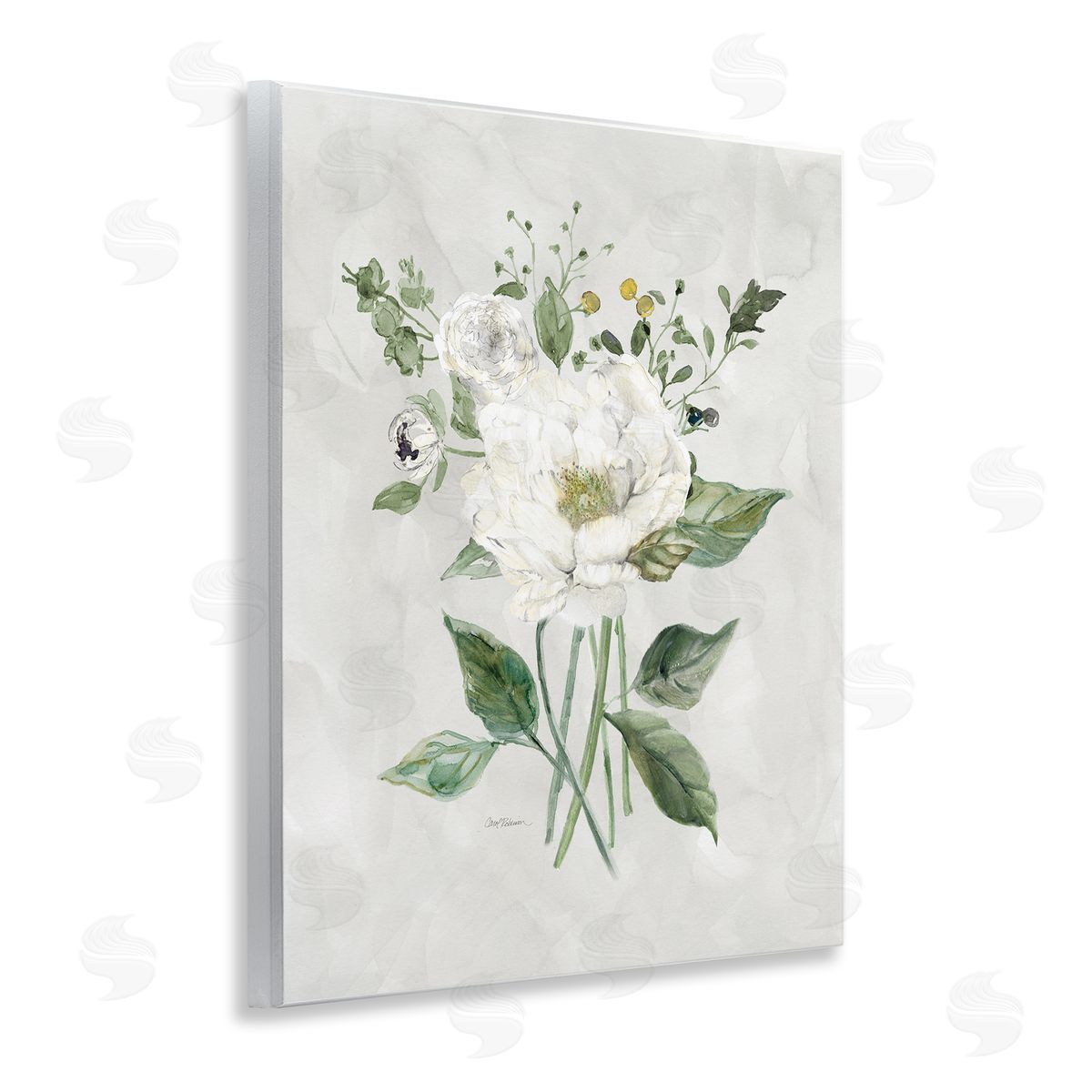 Carol Robinson Cottage White Flowers Wooden Wall Plaque Art Print