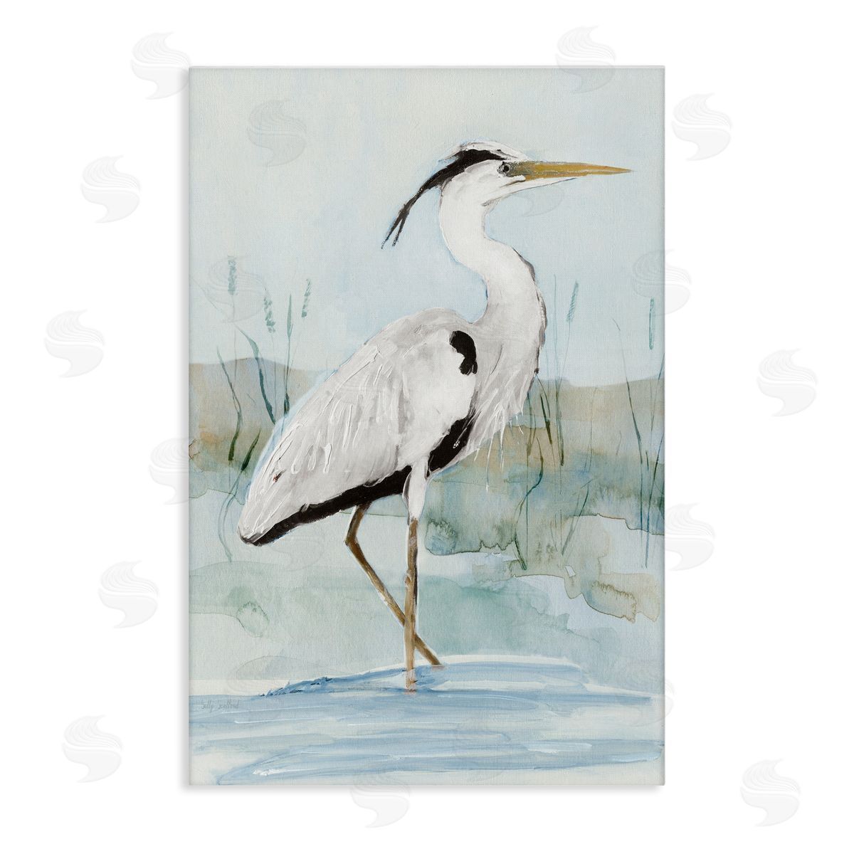 Sally Swatland Stepping White Egret Canvas Wall Art Print