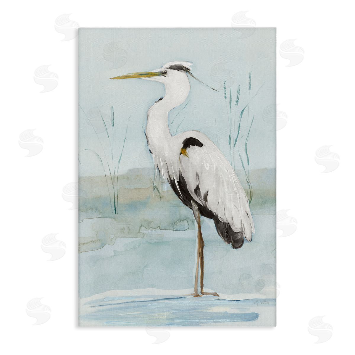 Sally Swatland Standing White Egret Canvas Wall Art Print