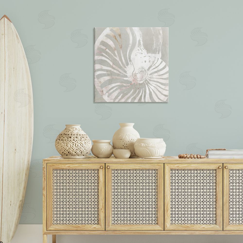 Carol Robinson Beige Nautilus Pattern Canvas Wall Art Print in Room