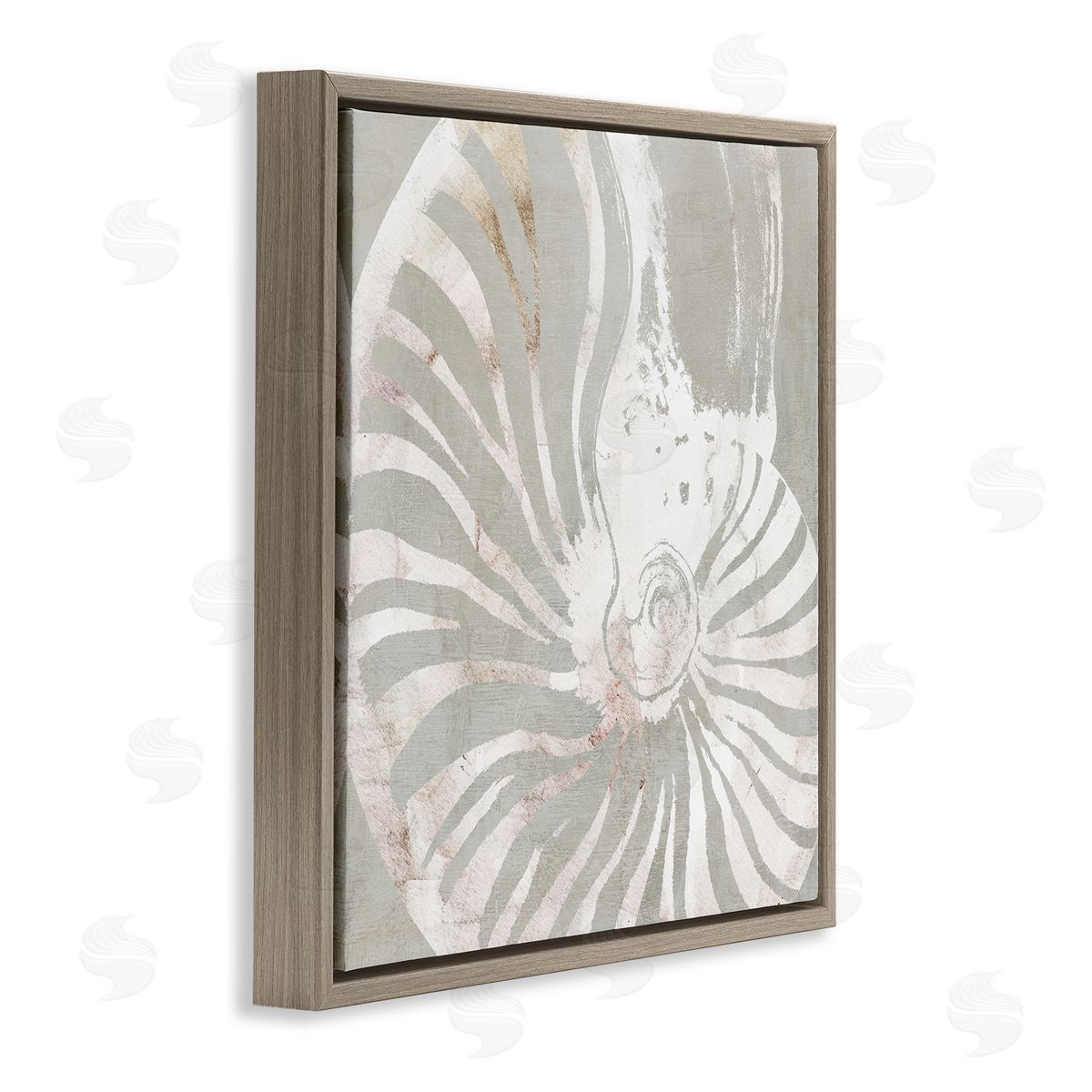 Carol Robinson Beige Nautilus Pattern Brown Floating Frame Canvas Wall Art Print