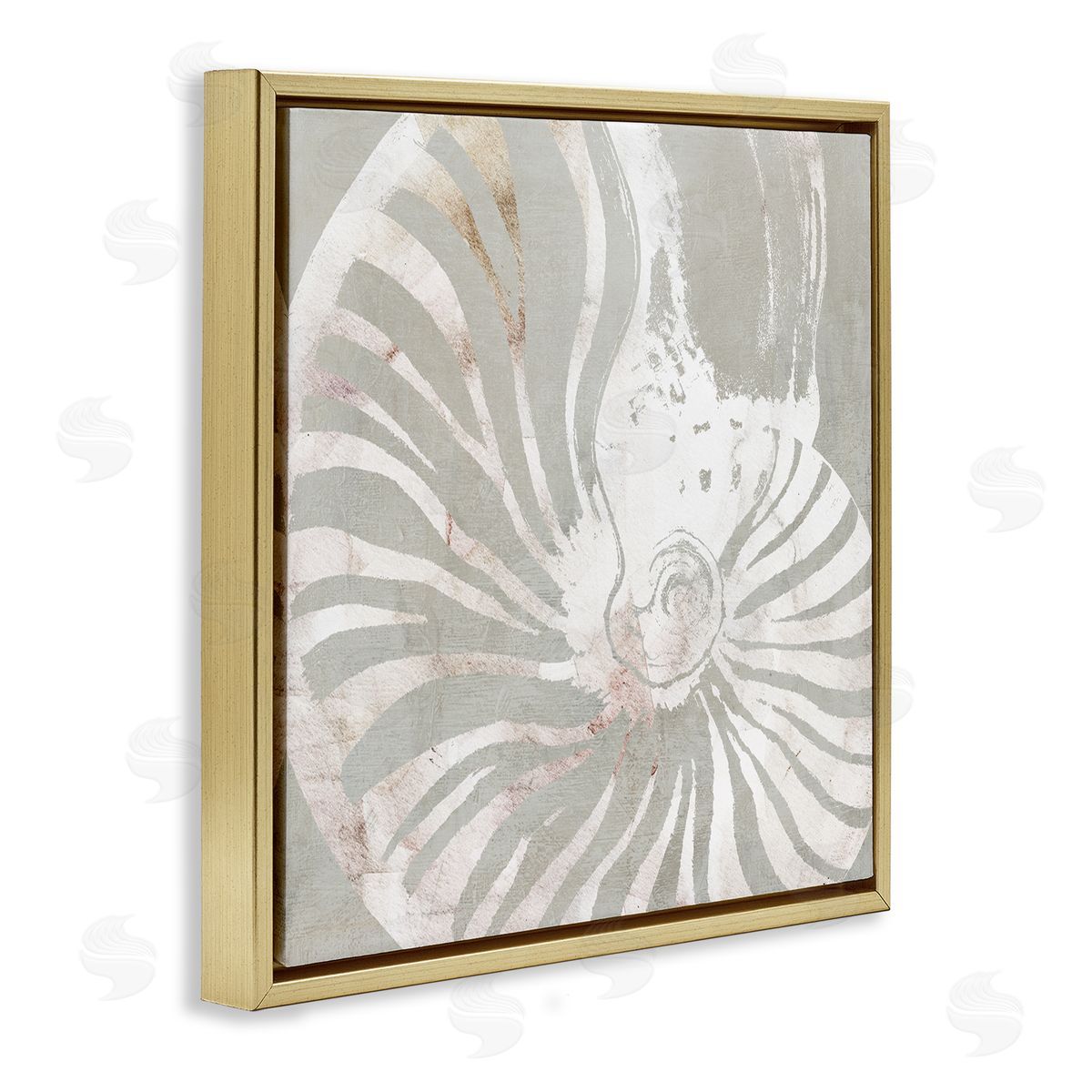 Carol Robinson Beige Nautilus Pattern Gold Floating Frame Canvas Wall Art Print