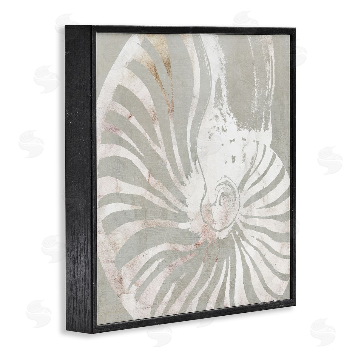 Carol Robinson Beige Nautilus Pattern Black Framed Giclee Wall Art Print