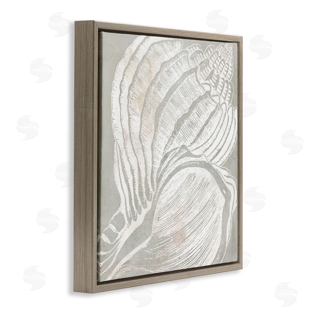 Carol Robinson Beige Conch Pattern Brown Floating Frame Canvas Wall Art Print