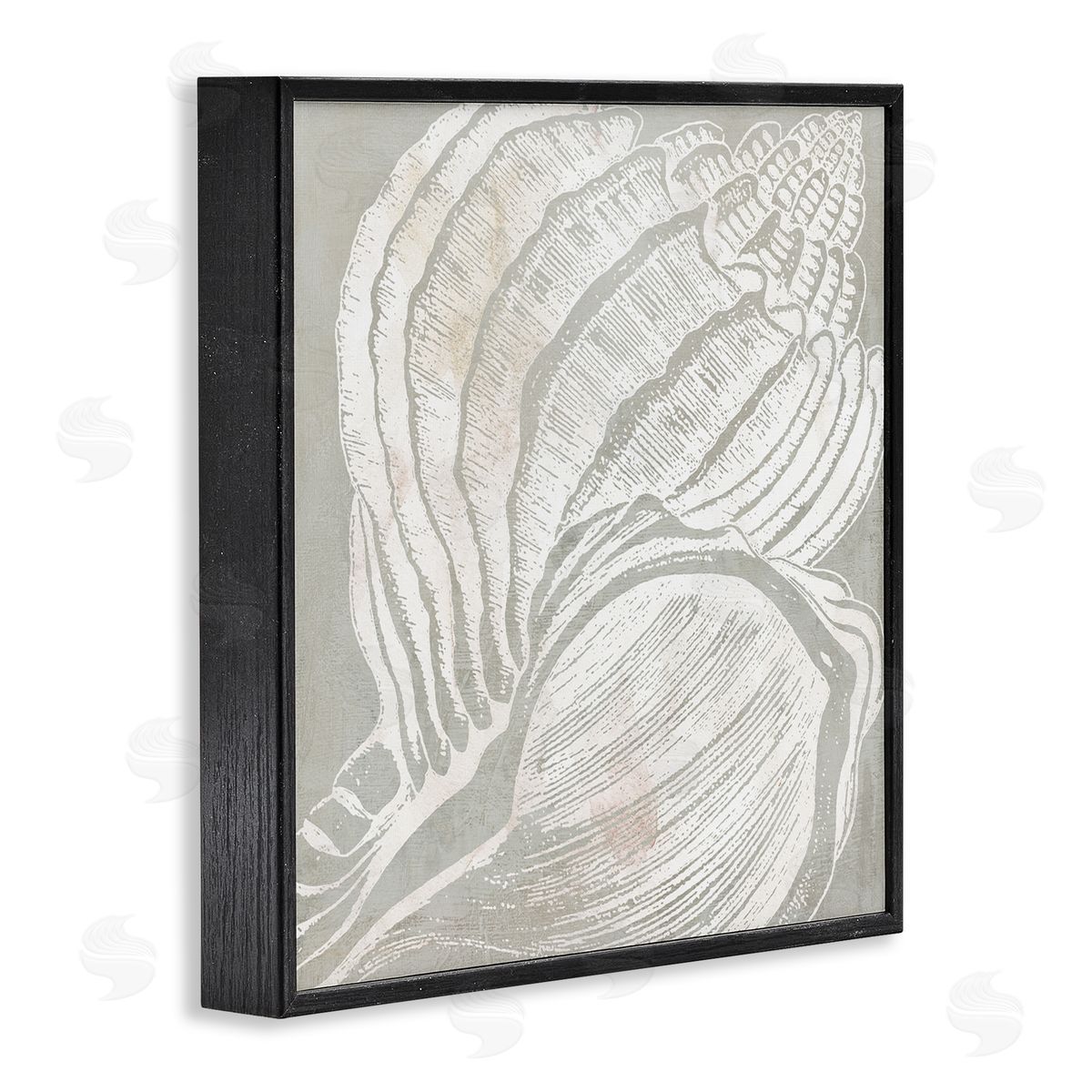 Carol Robinson Beige Conch Pattern Black Framed Giclee Wall Art Print