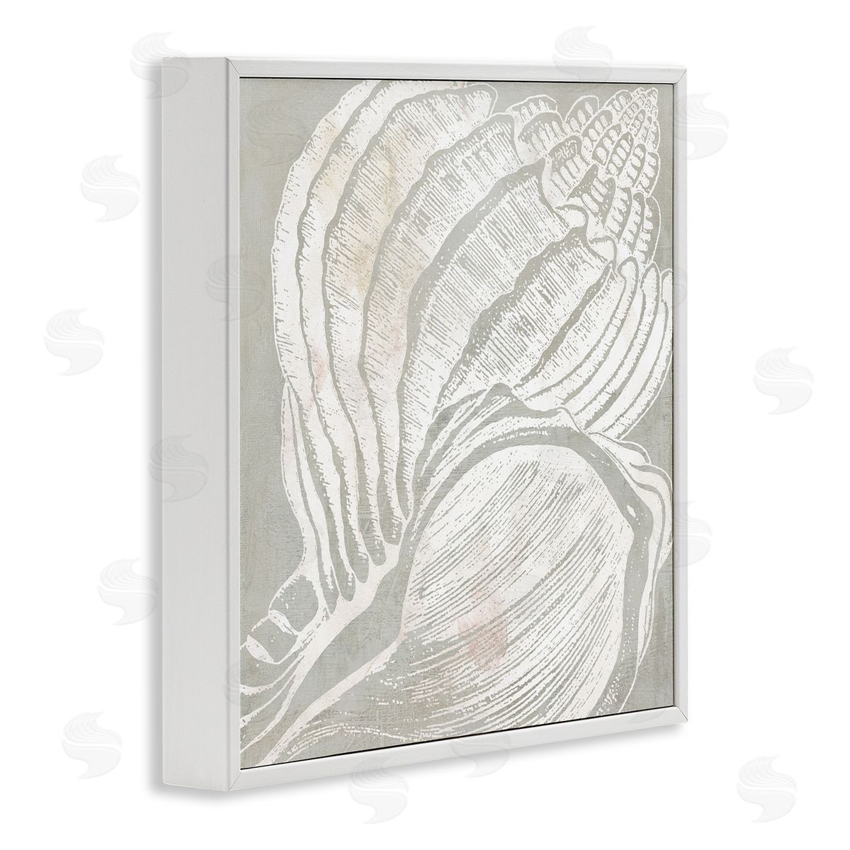 Carol Robinson Beige Conch Pattern White Framed Giclee Wall Art Print