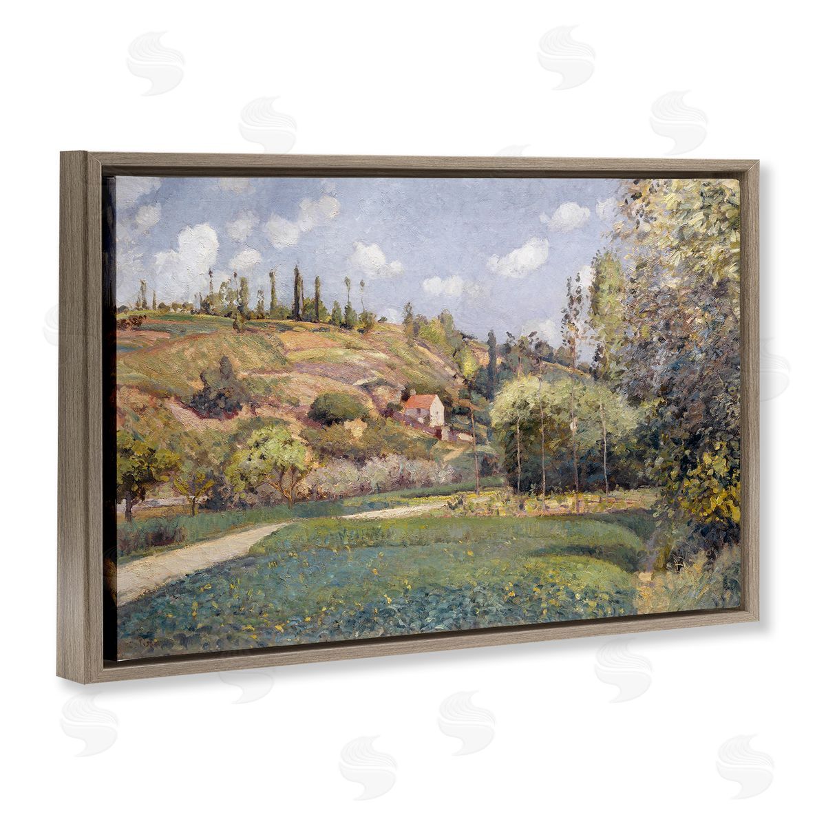CAD Designs Rolling Green Hillside Brown Floating Frame Canvas Wall Art Print