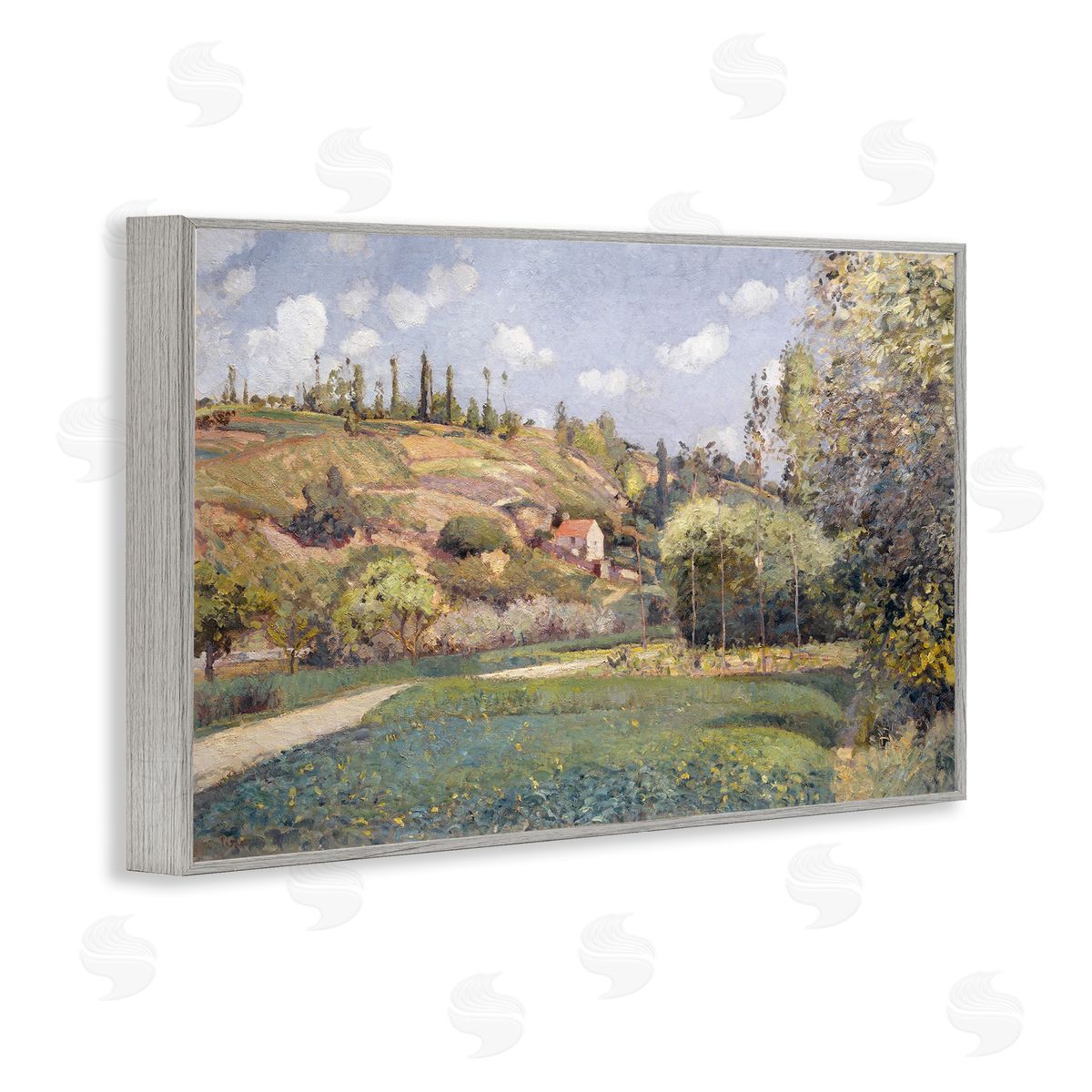 CAD Designs Rolling Green Hillside Gray Framed Giclee Wall Art Print
