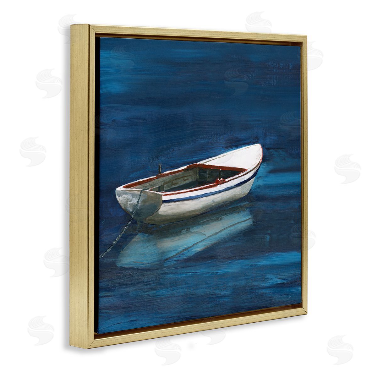Nan Calm Floating Boat Gold Floating Frame Canvas Wall Art Print
