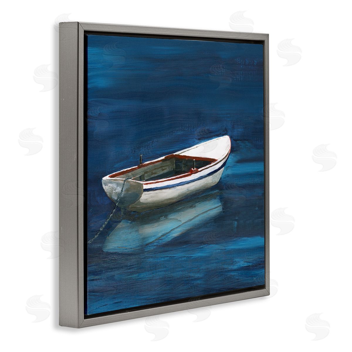 Nan Calm Floating Boat Gray Floating Frame Canvas Wall Art Print