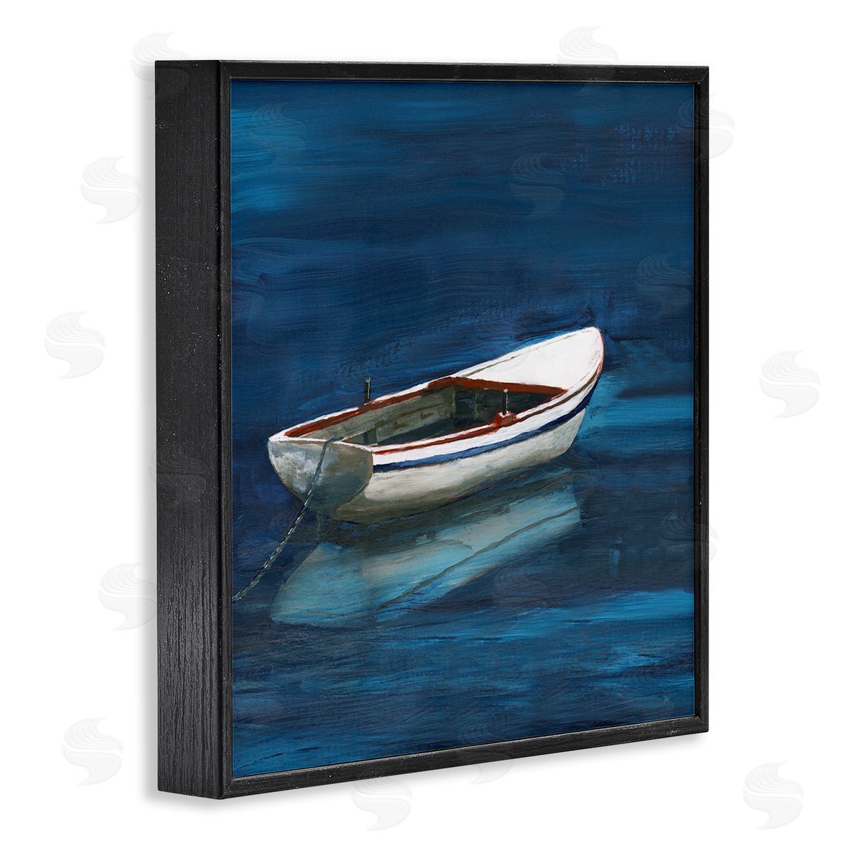 Nan Calm Floating Boat Black Framed Giclee Wall Art Print