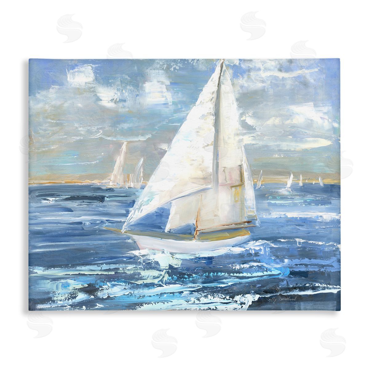 Sally Swatland Sailing Choppy Waves Canvas Wall Art Print