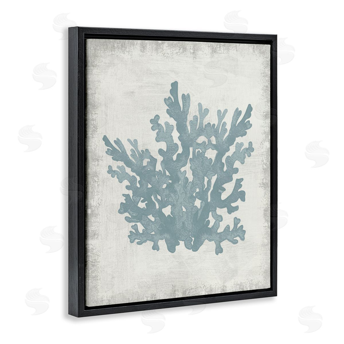 Conrad Knutsen Blue Coral Silhouette Black Floating Frame Canvas Wall Art Print
