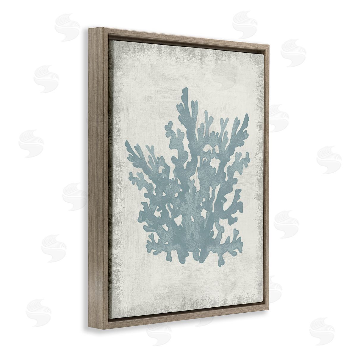 Conrad Knutsen Blue Coral Silhouette Brown Floating Frame Canvas Wall Art Print