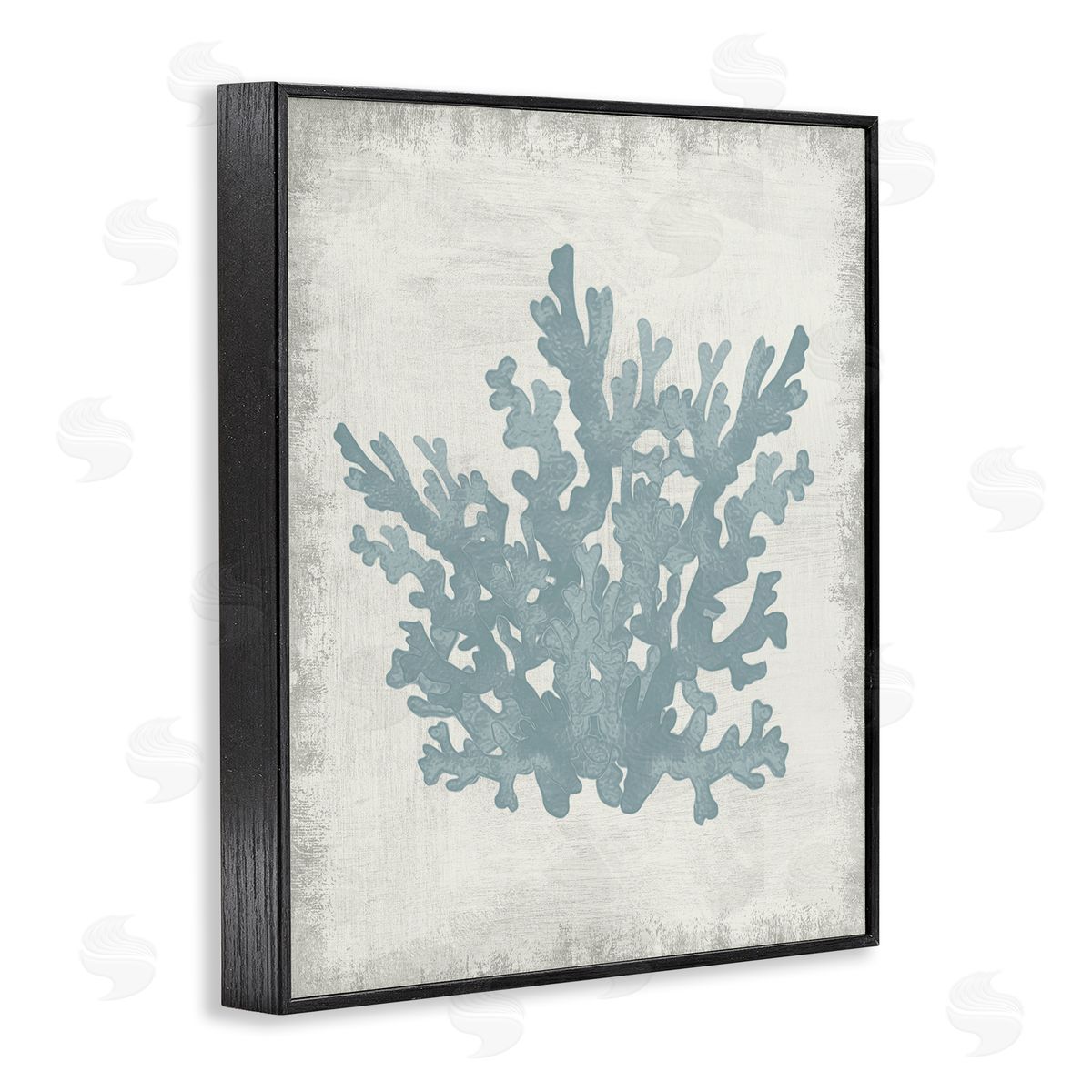 Conrad Knutsen Blue Coral Silhouette Black Framed Giclee Wall Art Print